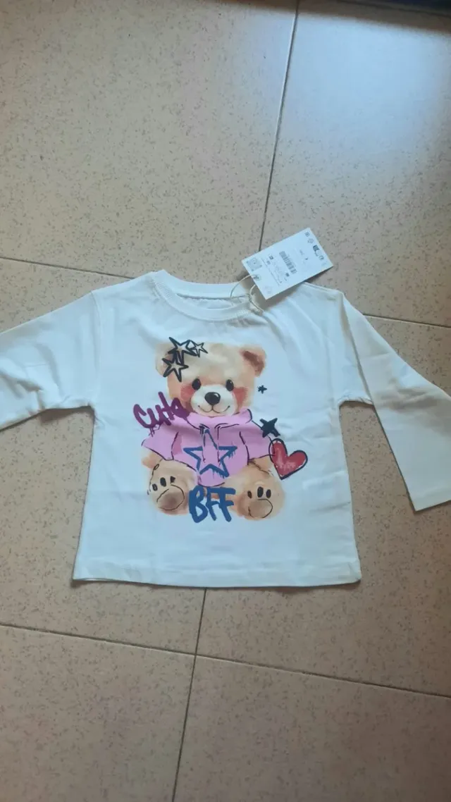 Lote 2 Camisetas Manga Larga Niña Zara.
