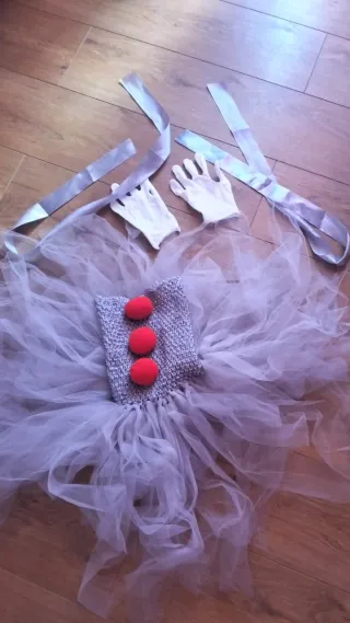 Disfraz payaso gris y rojo T. 7/8 años