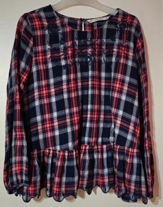 Blusa Zara cuadros bordada