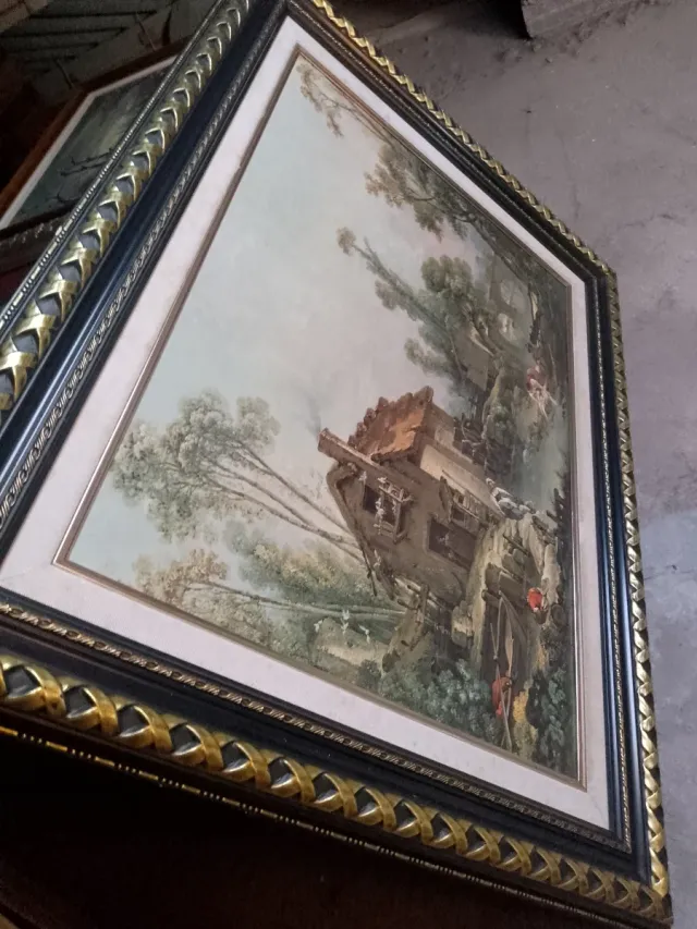 Cuadro Decorativo Marco Dorado y Negro