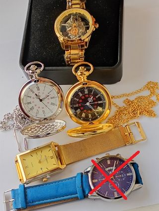 Lotto 5 orologi: 2 tasca, 3 polso