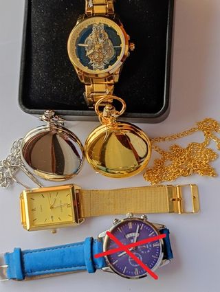 Lotto 5 orologi: 2 tasca, 3 polso