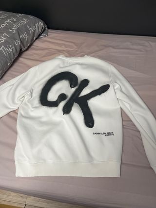 Sudadera Calvin Klein Jeans Talla XL Blanca 