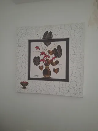 Cuadro pintado flores y jarrón