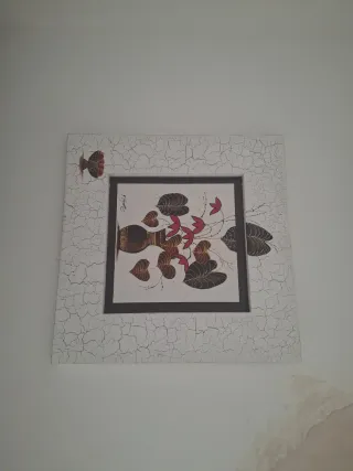 Cuadro pintado flores y jarrón