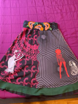 Falda Desigual Talla S Multicolor