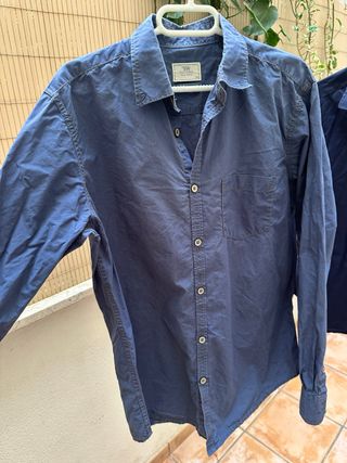 Camisa azul denim de manga larga