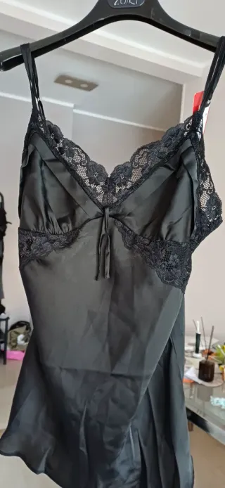 Canotta intima nera con pizzo