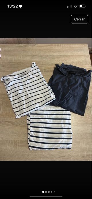 3 Camisetas premamá rayas y gris 