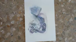 Pintura acuarela abstracta mujer y ala