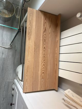 Panca Ikea in legno e metallo con scaffale scarpiera