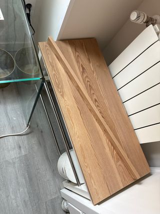 Panca Ikea in legno e metallo con scaffale scarpiera