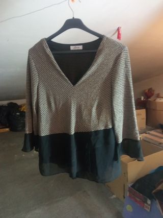 Blusa elegante fiesta Ana dorada y negra