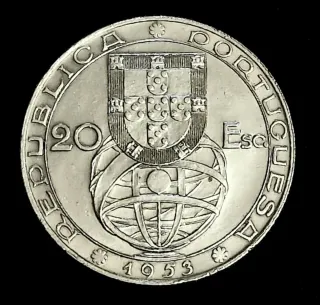 PLATA PORTUGAL 20$ 1953 