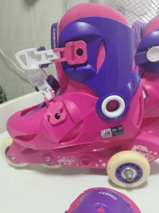 Patines y protecciones Oxelo niña rosa/morado