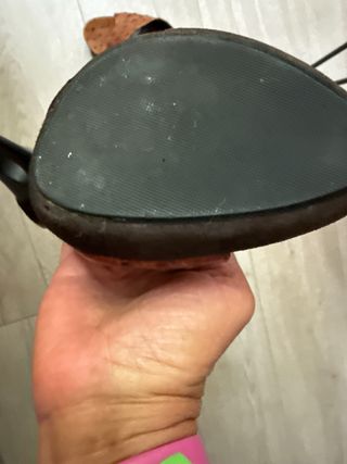Sandalias de piel de avestruz con tacón y de cuero