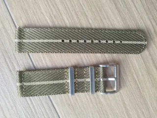 Correa de reloj 22mm tela verde y beige