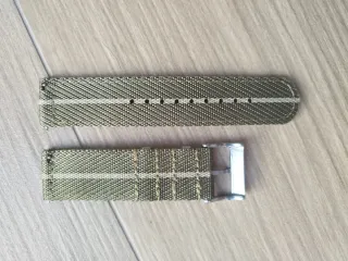 Correa de reloj 22mm tela verde y beige