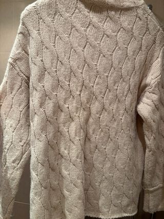 Jersey Zara Beige Cuello Alto Trenzado