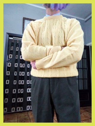 Maglione Malagrida 100% Lana Giallo Made in Italy