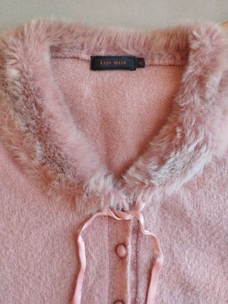 Chaqueta lana rosa mujer