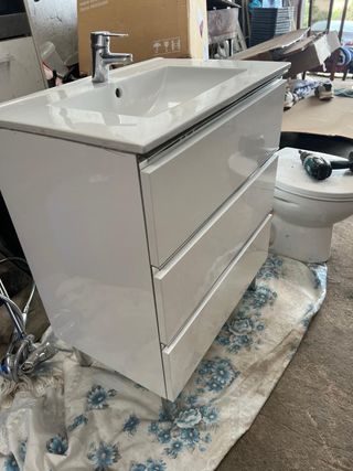 Mueble lavabo 3 cajones blanco