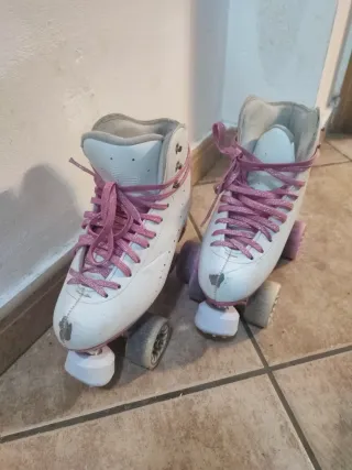 Patines blancos y rosas talla 38