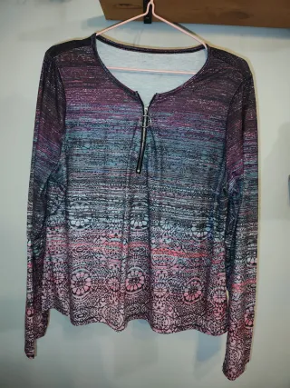 Camiseta étnica mujer multicolor cremallera