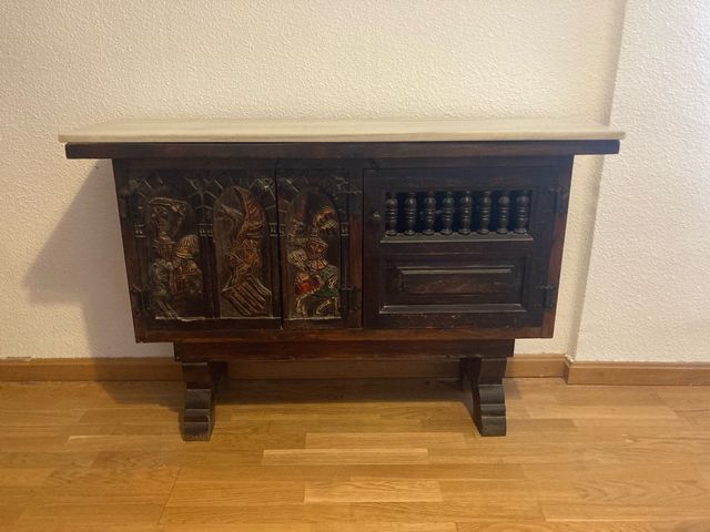 Taquillón Castellano Madera Maciza y Mármol