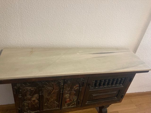 Taquillón Castellano Madera Maciza y Mármol