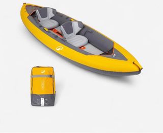 Kayak hinchable amarillo y gris 2 personas