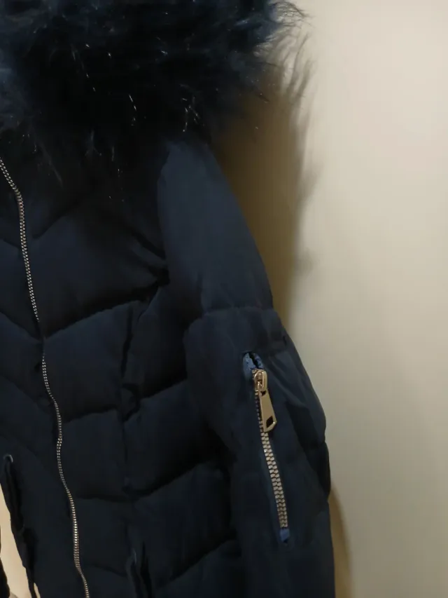 Cappotto donna blu con cappuccio