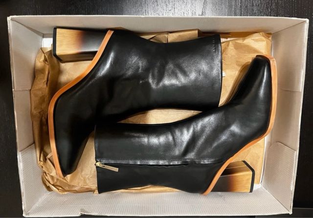 Botas Vienty Negras Tacón Madera