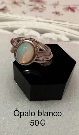 Anillos Ópalos Blanco Plata 925 Ajustable