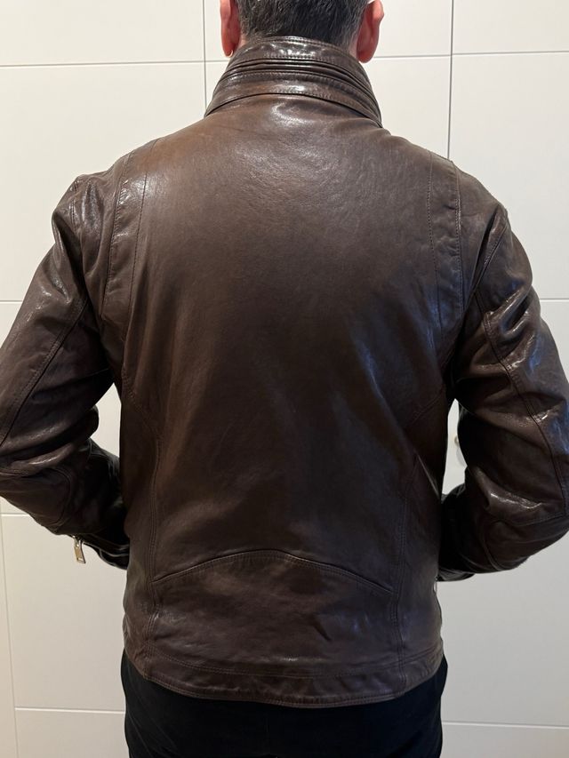 Cazadora de cuero de vacuno Delan Marrón