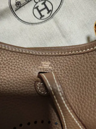 Borsa a tracolla Hermes Evelyne in pelle marrone