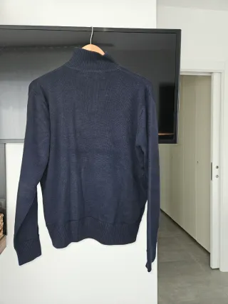 Maglione Marina Militare Blu Cotone Zip Collo