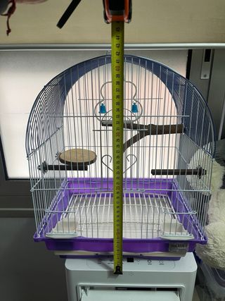 Jaula para pájaros azul y morada