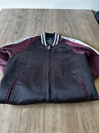 Chaqueta Zara Raso Negra y Granate talla S