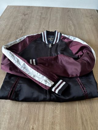 Chaqueta Zara Raso Negra y Granate talla S