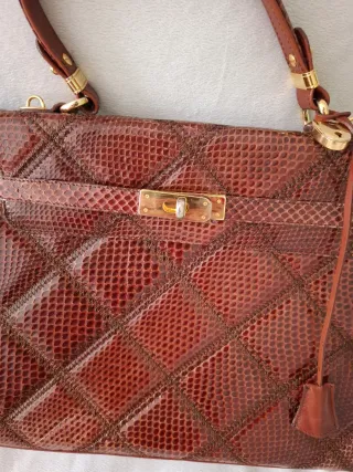 Bolso Vicosta Piel Serpiente Marrón Dorado