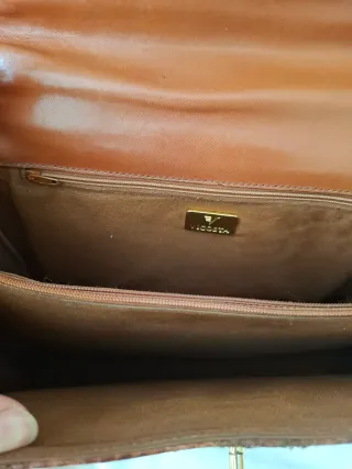 Bolso Vicosta Piel Serpiente Marrón Dorado
