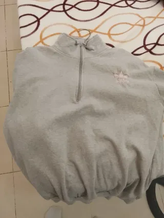 Sudadera Adidas Gris Media Cremallera