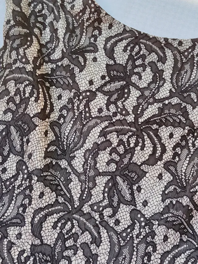 Vestido fiesta encaje beige y negro T.44