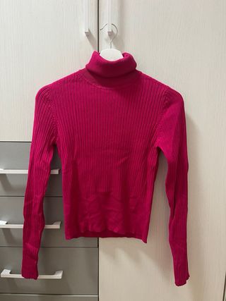 Jersey cuello alto fucsia