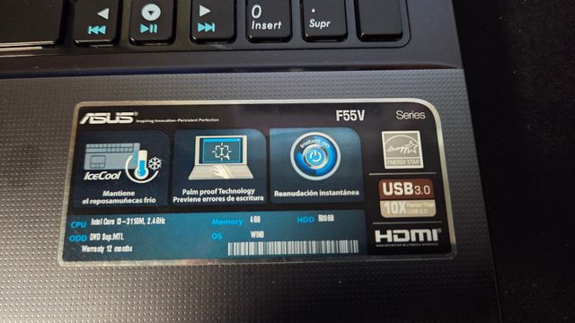 Portátil ASUS F55V. i3-3110M- Geforce 610M