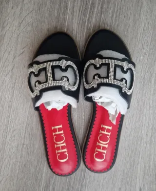 Sandalias CHCH negras con pedrería