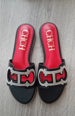 Sandalias CHCH negras con pedrería