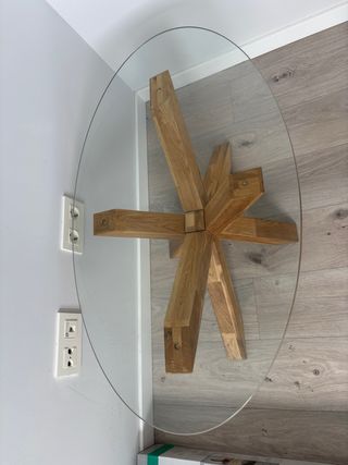 Mesa de centro cristal y madera