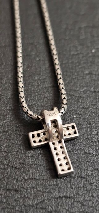 Cadena Serpiente Plata 925/ 60cm, con Cruz  